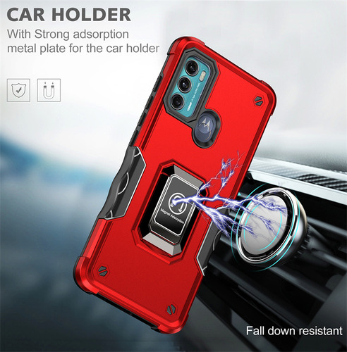 Funda De Silicona De Lujo A Prueba De Golpes Para Motorola Moto G60 G30 G20 G10 E20 E30 E40 Armor Magnetic Metal Ring Ba