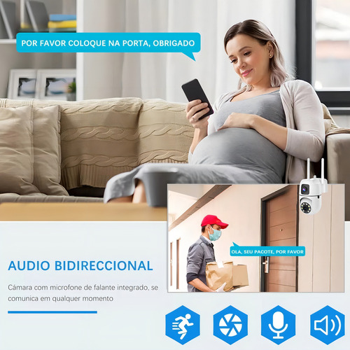 Cámara De Seguridad De Doble Lente Wifi 4mp Con Alarma Ip Zoom 10x