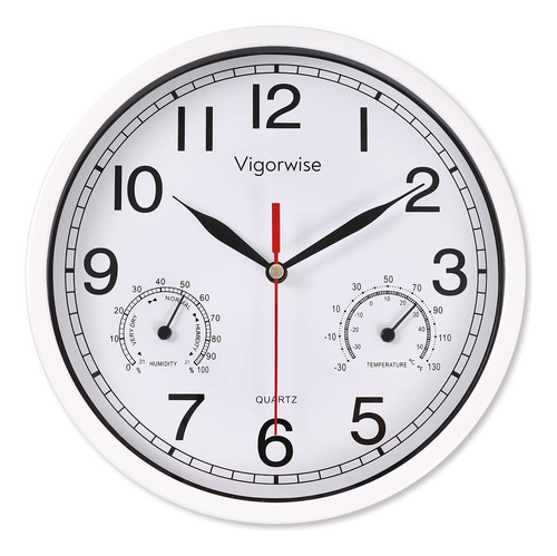 Vigorwise Reloj De Pared Blanco De 8 Pulgadas, Movimiento Si