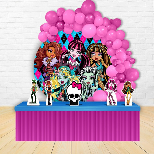 Painel Redondo Circular Decoração Monster High + Displays