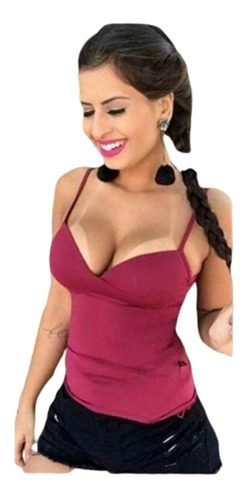 Imagem 1 de 9 de Blusinha Com Bojo Blusa De Suplex Com Bojo Lisa