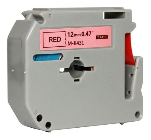 Fita M-k431 Compativel Para Rotulador Brother 12mm Vermelho