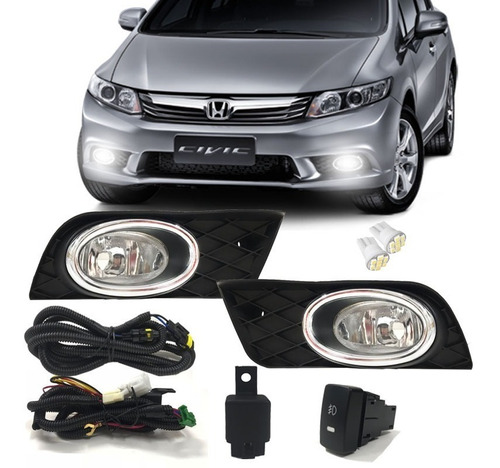 Kit Farol Milha Neblina Honda New Civic 12 13 2014 + Brindes