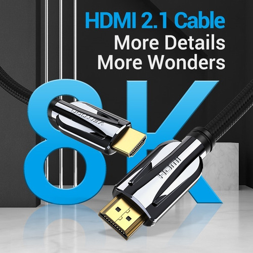 Imagen 2 de 10 de Cable Premium Hdmi 2.1 8k Earc 144hz Hdr 48gb 1.5 Mt Vention
