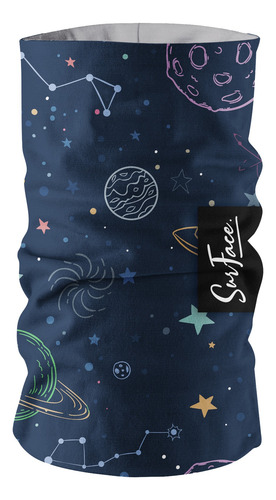 Cuello Termico Multiuso Buff Mascara Negro Tapaboca Barbijo Planetas U