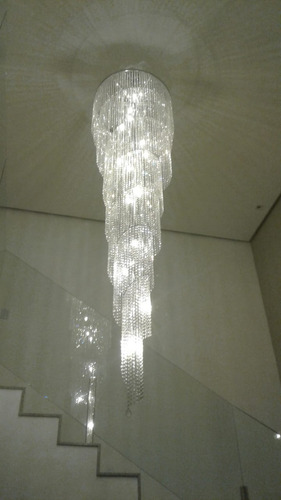 Pendente Cristal Espiral Ø60cm - Pé Direito Duplo Teto Alto