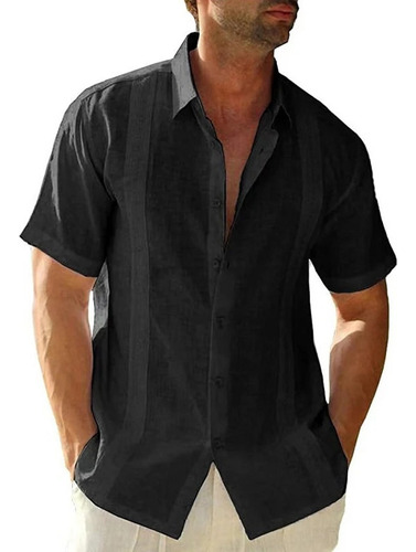 Camisa Guayabera De Manga Corta Para Hombre, Casual, Playa C