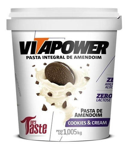 Pasta De Amendoim 1,005kg Vitapower Mrs Taste Cookies Cream