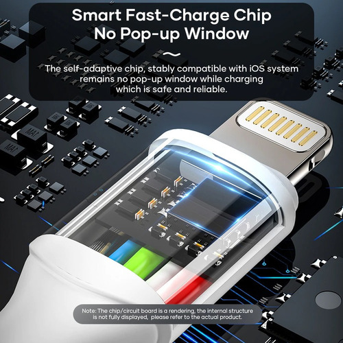 Cable USB tipo C Lightning Flash Flex robusto de 2 m para iPhone, color blanco