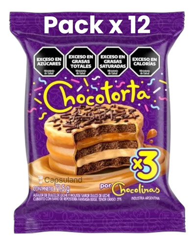 12 Alfajores Chocotorta Triple Chocolinas Dulce Leche