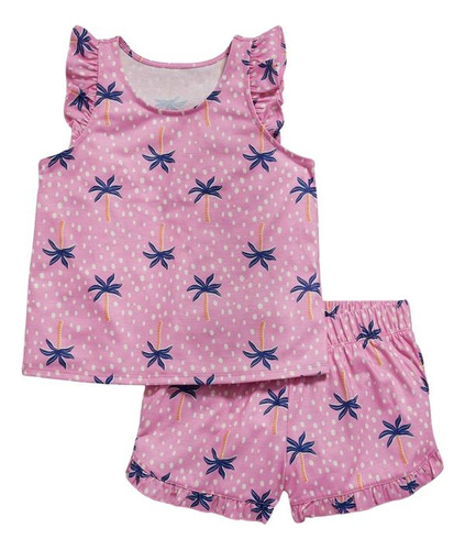 Pijama Niña Old Navy Manga Corta Estampada Fucsia