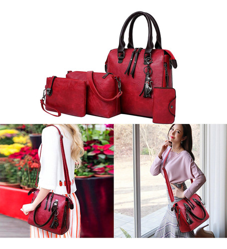 4 Unids / Set Bolsos De Moda Para Mujer, Bolso De Hombro,