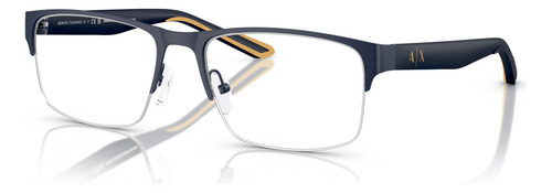 Armação Óculos De Grau Armani Exchange Ax1068 6099 56 Cor Azul Fosco/amarelo