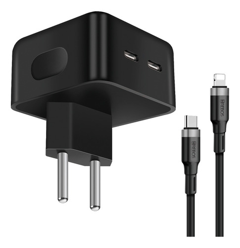Carregador Iphone Turbo Fonte Duplo Usb C 40w Cabo Lightning Preto