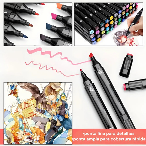 Kit Canetas Coloridas Ponta Dupla 168 Cores Magic Art Marker