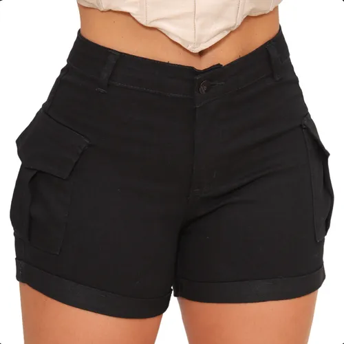 Short Jeans Feminino Cargo - lojasbesni