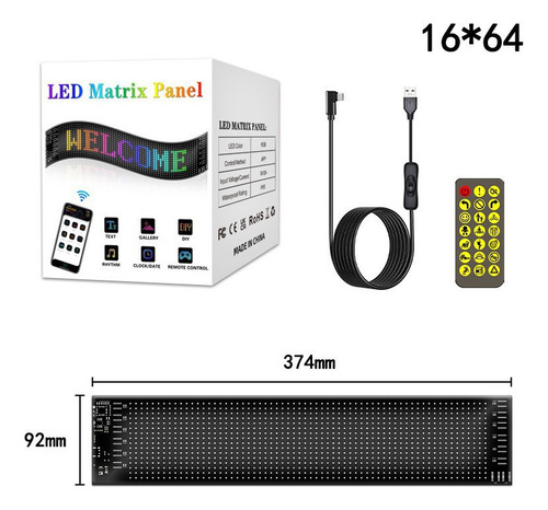 37x9cm Letrero Led Flexible Programable Para Tienda Y Hotel