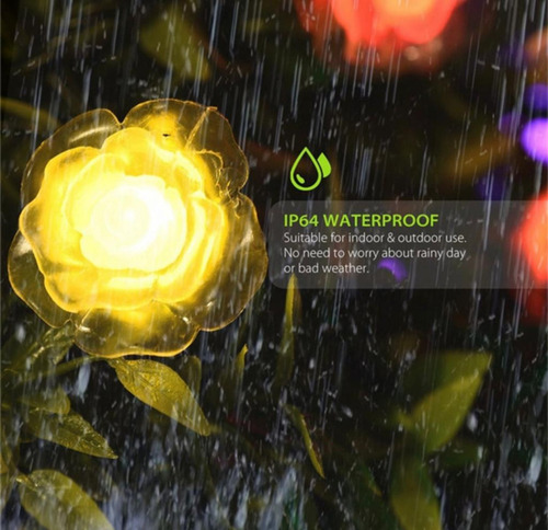 Imagen 5 de 8 de Luces Guirnalda Led Rosas Cristal Panel Solar Multicolor