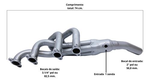 Coletor Esportivo Dimensionado 4x1 Para Motor Ap 1.6 1.8 2.0