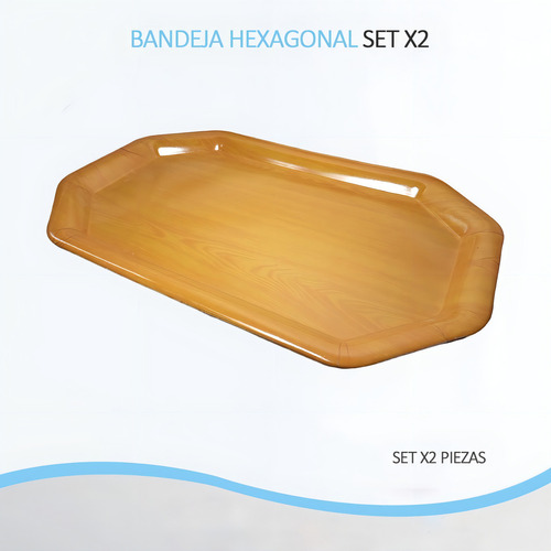 Bandeja Servir Hexagonal 51x33cm Plástica Set X2 Grande