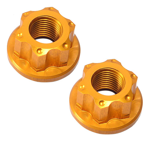 2 Tuercas Del Eje Del Cubo De La Rueda De La Bicicleta, Oro