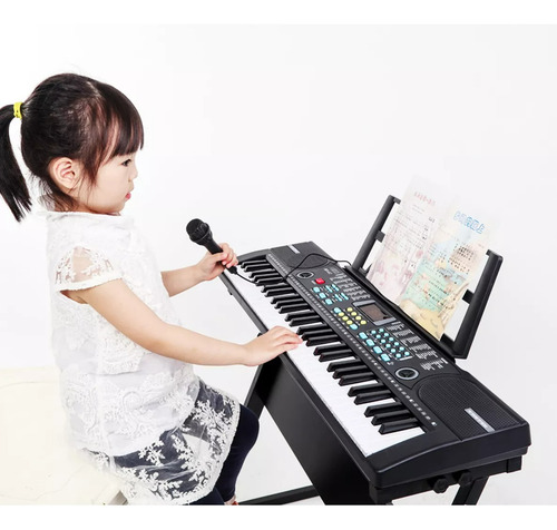 Teclado Electronico Piano Musical 61 Teclas + Funda + Atril Color Negro - 262417