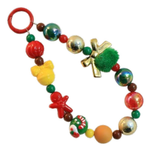 Llavero Con Lazo Navideño, Correa Para Pulsera, Arco Dorado