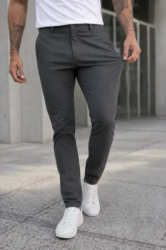 Calça Sarja Masculina Slim Elastano Bolso Faca Esporte Lycra Cinza-escuro 42