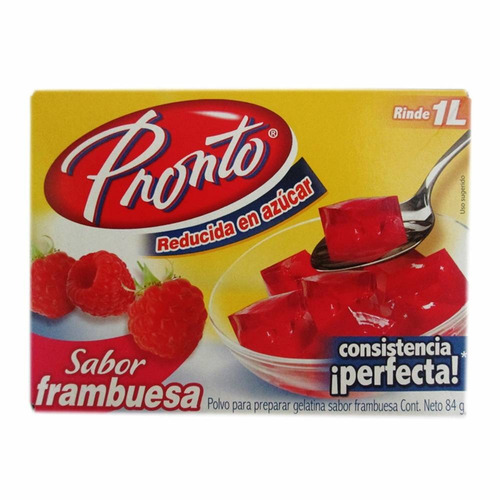 Gelatina Pronto Polvo Sabor Frambuesa 84 Gr