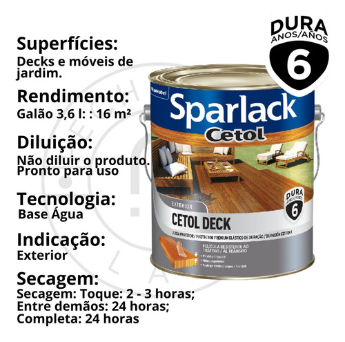 Cetol Deck Semibrilho Natural 3,6l Sparlack