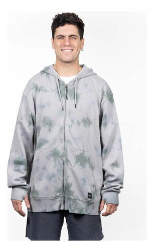 Poleron Polemic Con Cierre Oversized Fit Tie Dye Gris/verde