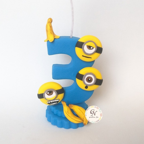 Vela Temática, Minions, Adorno Para Tortas, Cumpleaños