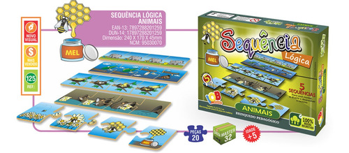 1 Jogo Educativo Pedagógico Sequência Lógica Animais Iob