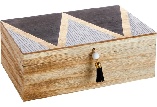 Pequeña Caja Decorativa De Madera Con Tapa Con Bisagras Y Bo