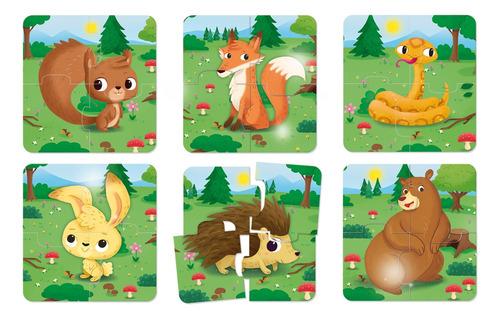 Juego De Aprendizaje 4 Puzzles Animales Del Bosque Baby