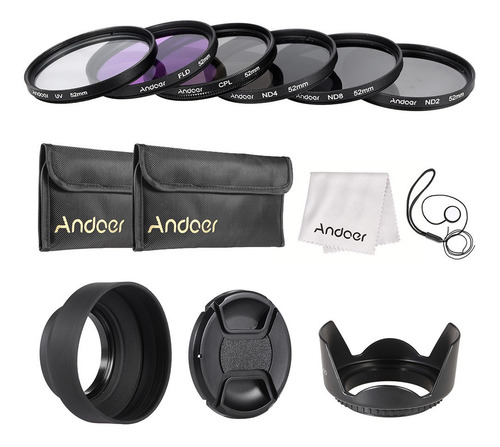 Kit De Filtro De Lente Andoer Uv+cpl+fld+nd De 52 Mm (nd2, N