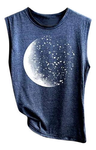 Camiseta Manga Para Mujer Estampada Luna Moda Comoda Corta