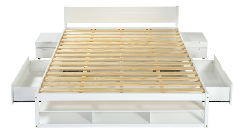 Cama King Multifuncional Madeira Maciça Irara Cabecasa