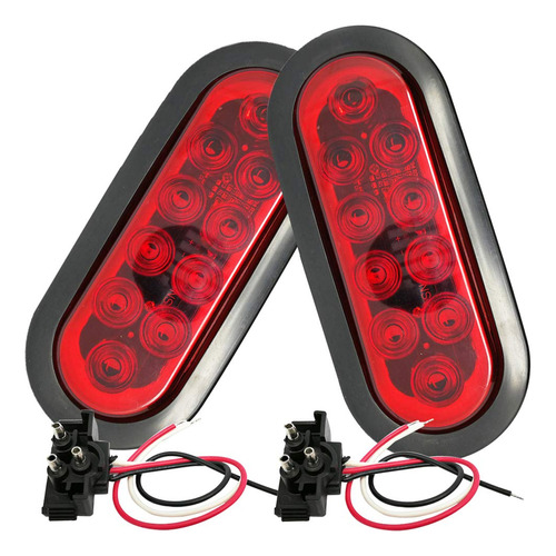 Sun® Juego 2 Luz Trasera Led Ovalada Roja 6  10 Ojal Montaje