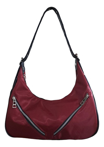 Cartera Hobo Cherry Korbán Bags Bordó Lisa Níquel Negro
