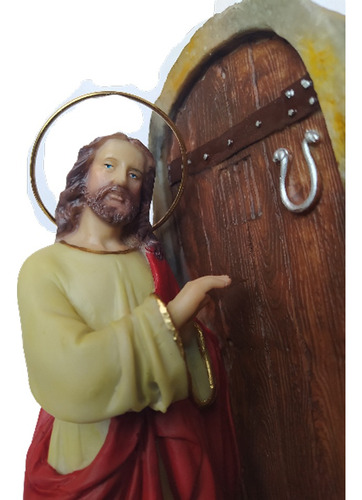 Imagem De Jesus Cristo Batendo A Porta 21 Resina Aureola