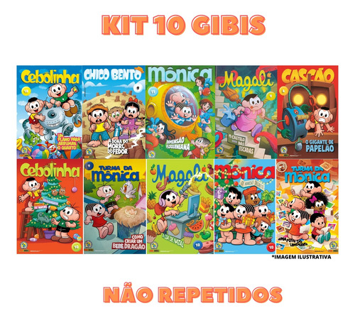 Turma Da Mônica - Kit Com 10 Gibis Novos E Não Repetidos