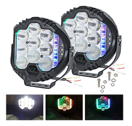 Par Faros Redondos Led Superpotente, 50 W, Diseño Rgb, 5 Pul