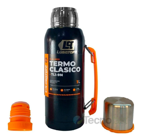 Termo Acero Inox 1 Litro Lusqtoff Negro Frio Calor Manija