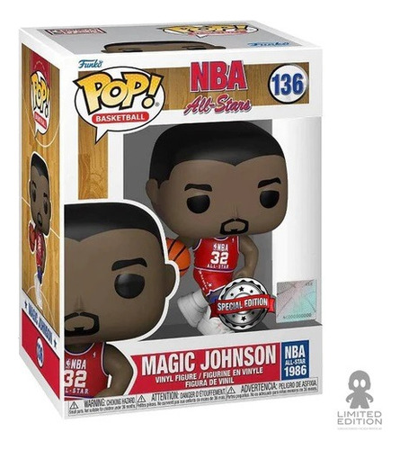 Boneco de ação Magic Johnson, edição especial da NBA Funko Pop Star
