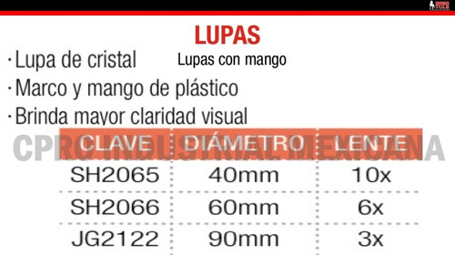 Lupa Con Mango 90mm Lente 3x