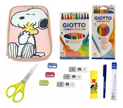 Kit Set Cartuchera Snoopy Trends Lapiz Giotto Mooving 