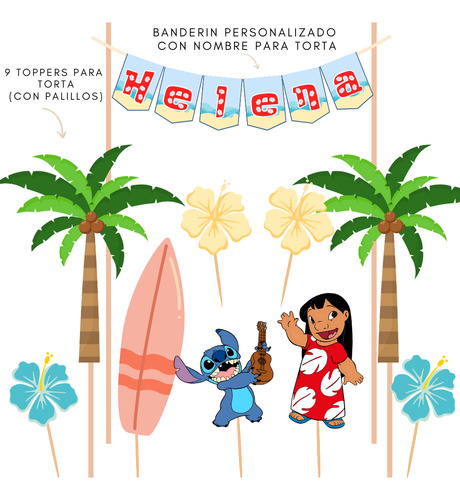 Kit Impreso Lilo & Stitch Cumple X20 Niños