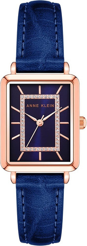 Reloj Mujer Anne Klein Correa De Piel 24 Mm Ak/3820rgnv Color de la correa Azul marino Color del bisel Rosa dorado Color del fondo Azul marino