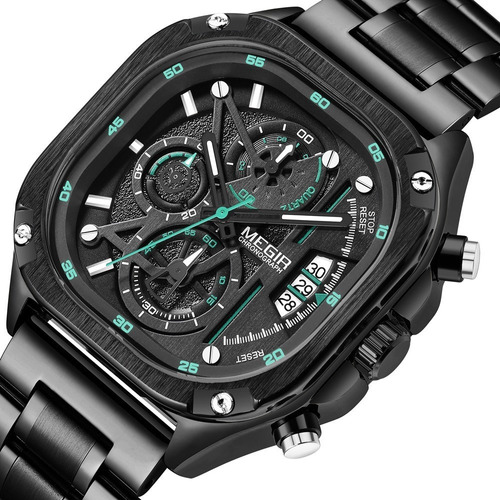 Reloj Luminoso De Lujo Megir Quartz Chronograph